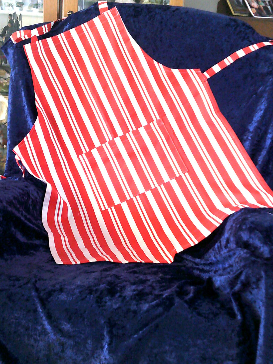 Red & White Striped Adult Apron