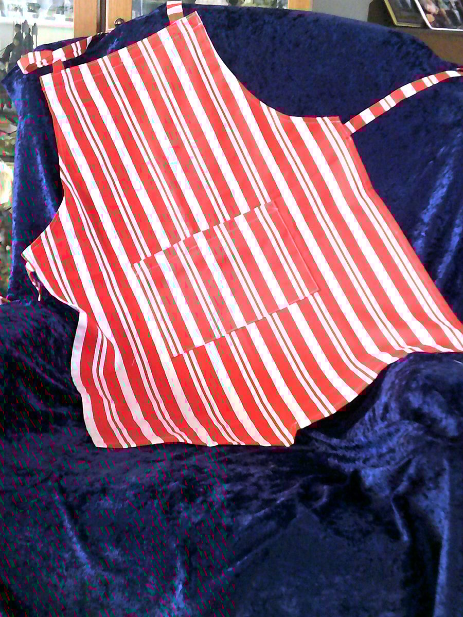 Red & White Striped Adult Apron