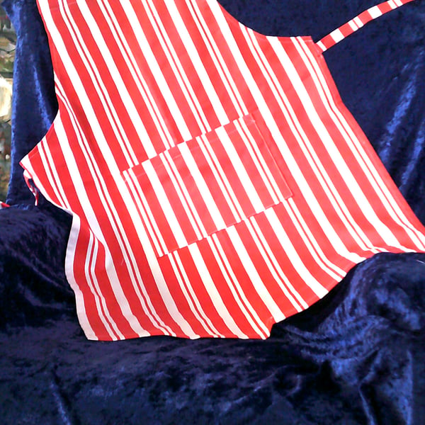 Red & White Striped Adult Apron