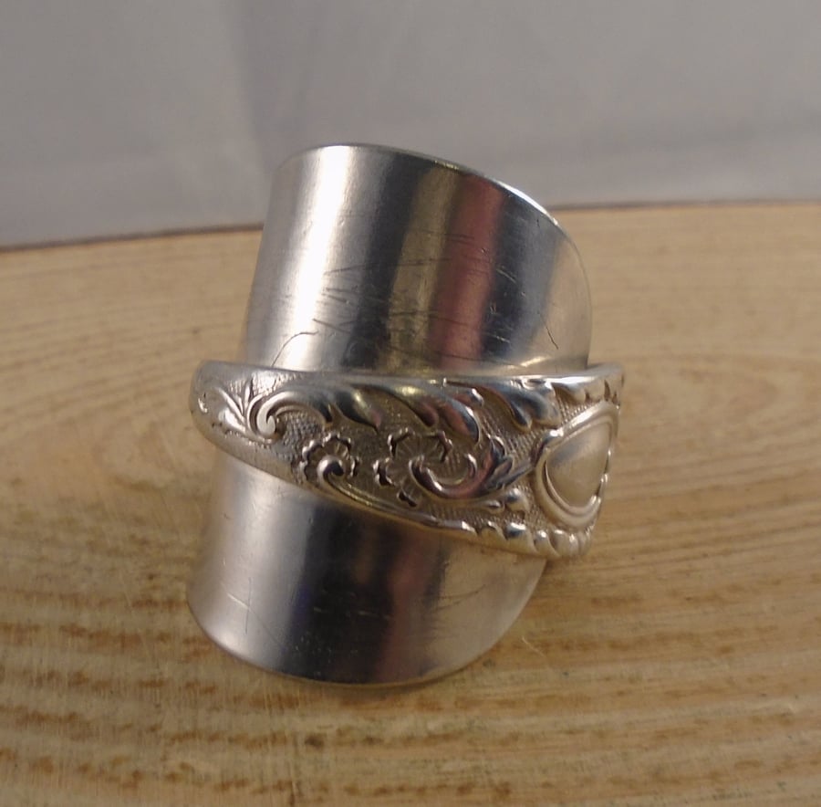 Upcycled Silver Plated Orchid Wrap Spoon Ring SPR042106