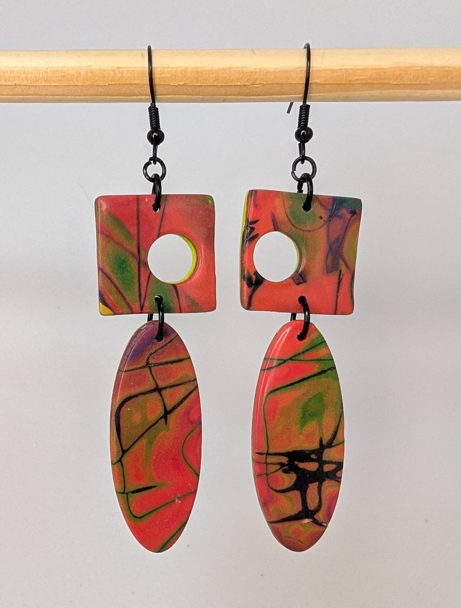 Sunset graffiti drop earrings 