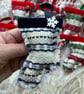 Christmas Stocking decoration - Blue, Thistle & Navy. Handwoven in Wales