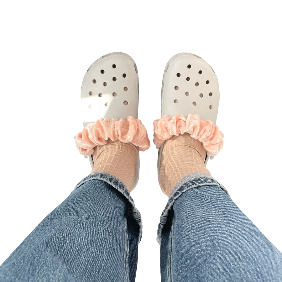 Pink Velvet Clog Scrunchies Cronchies Clog Straps Scrunchie Covers Soft Pink 