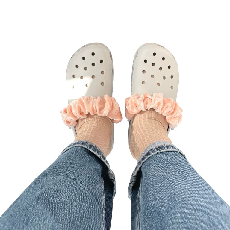 Pink Velvet Clog Scrunchies Cronchies Clog Straps Scrunchie Covers Soft Pink 