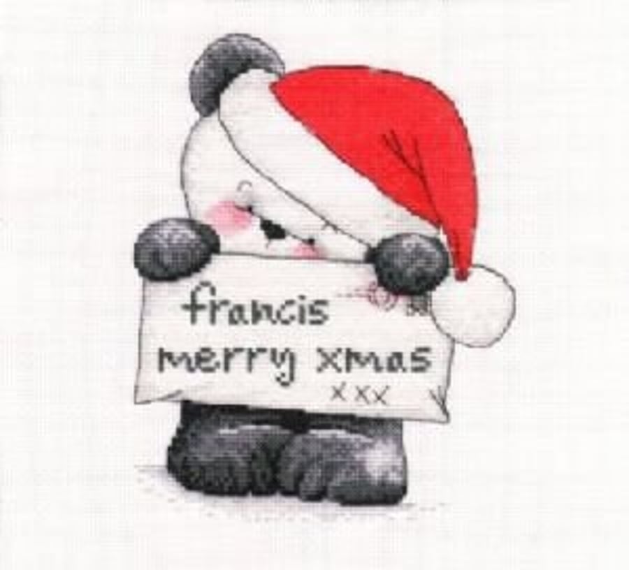 Party Paws Bamboo's Christmas card cross stitch chart