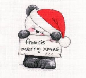 Party Paws Bamboo's Christmas card cross stitch chart