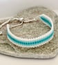 Blue and White Beadwork Slider Bracelet