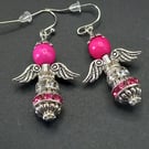 Howlite and Crystal Angel Earrings