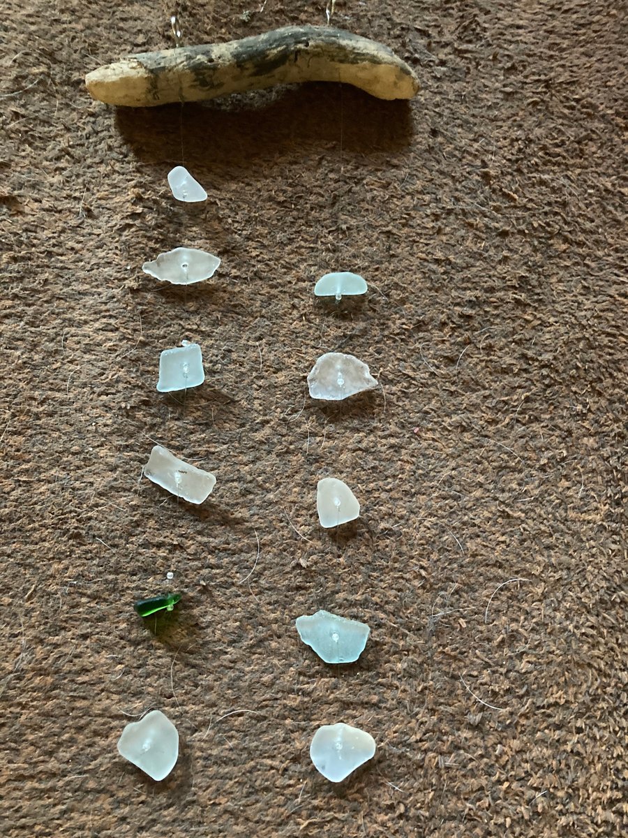 2 strand seaglass and driftwood suncatcher