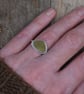 Sea Glass and Recycled Silver Ring, Size O, Rare Yellow Scottish Sea Glass - Image 3