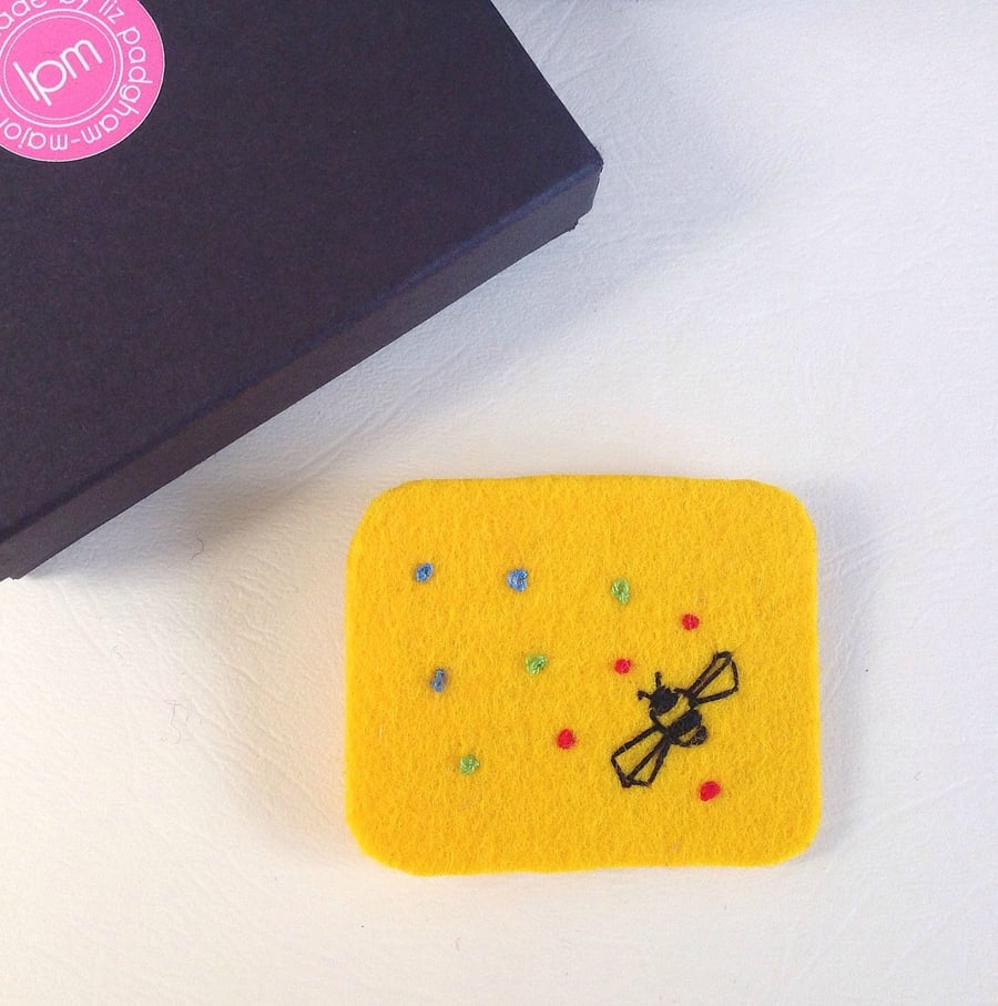 Bumble Bee Hand Stitched Felt Brooch