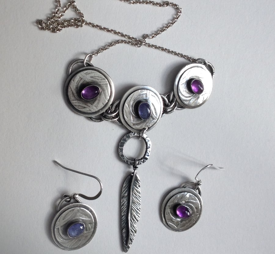 Amethyst necklace and earrings