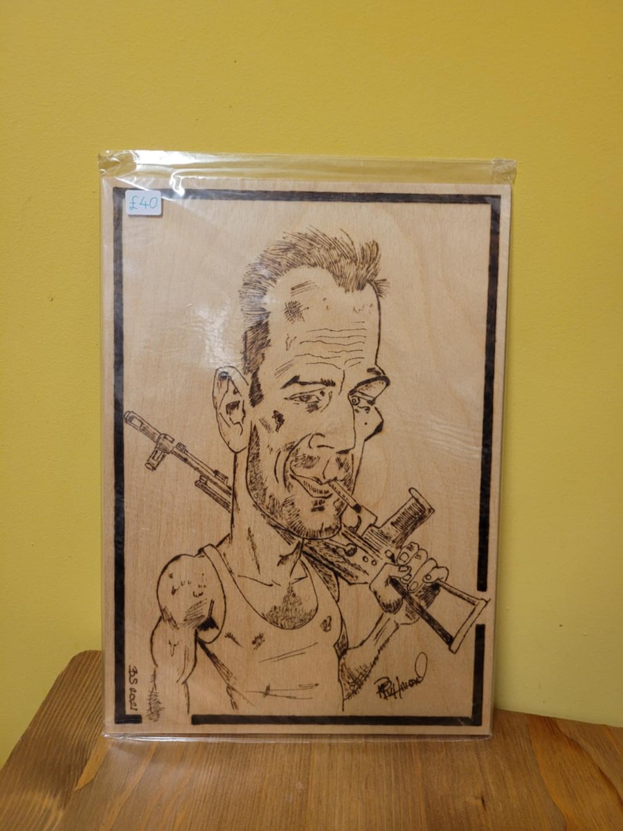 Bruce Willis Pyrography Art