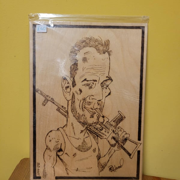 Bruce Willis Pyrography Art