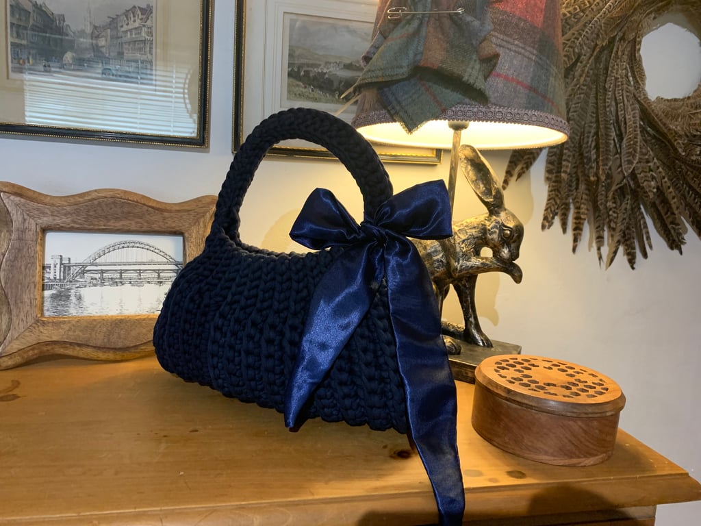 Navy Blue Crochet Handbag 