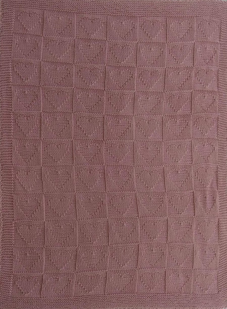 Pattern Heart Baby Blanket - Easy Knit