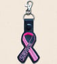 Warrior or Survivor Ribbon Keyring - Embroidered Awareness Support Gift - Image 3
