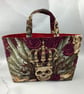 Royal skulls tote bag, Gothic shopper, handmade in Sussex