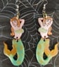 50's Retro Mermaid Earrings, Vintage Tattoo Mermaid Earrings