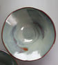 Textured conical slab made pottery bowl in blue with brown highlights  - Image 1