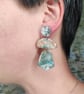 Marbled Polymer Clay Statement Earrings: Handmade Organic Design - Image 7