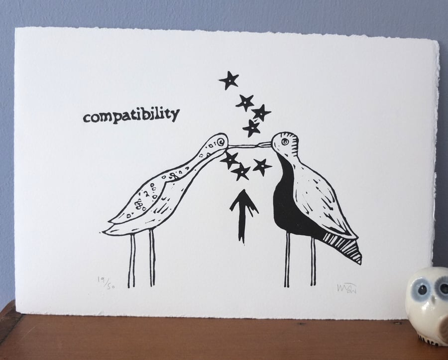 'Compatibility' lino print
