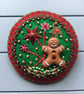Hand Embroidered Gingerbread Brooch - Image 1