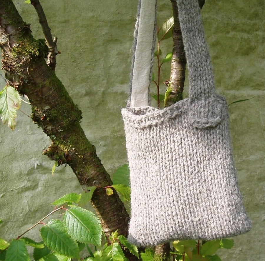 British Herdwick wool bag natural light grey chunky knit shopping tote 