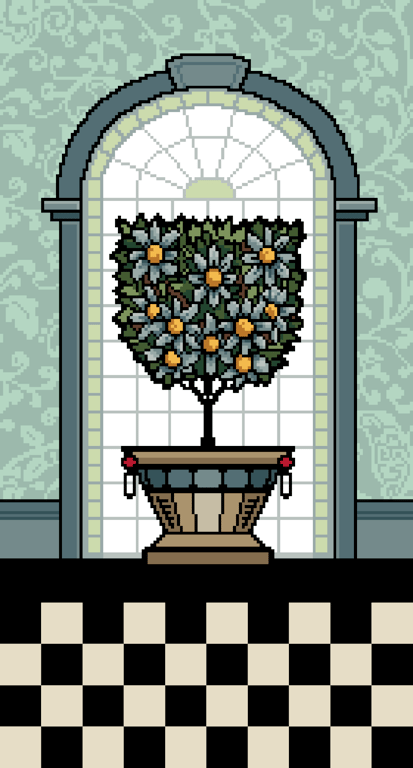 075 - Victorian Botanical Garden Conservatory Orange Tree - Cross Stitch Pattern