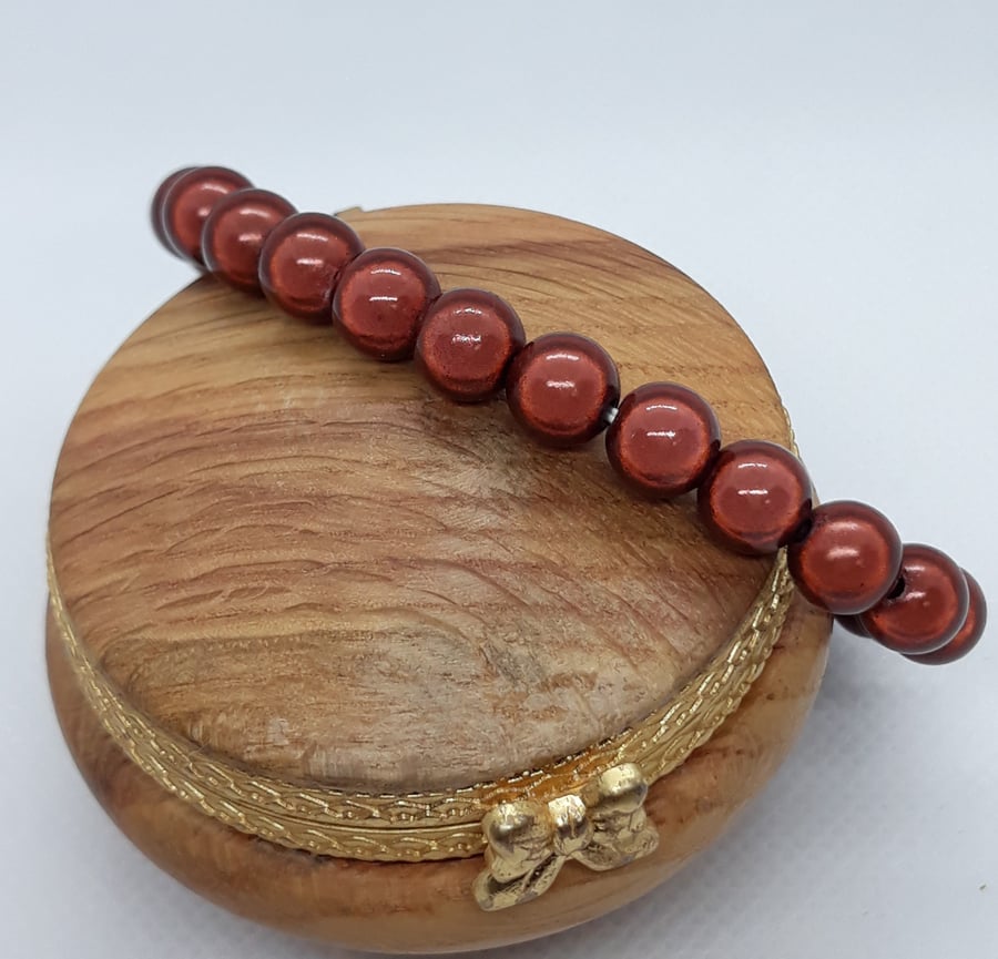 BR346 Brown miracle beaded elasticated bracelet