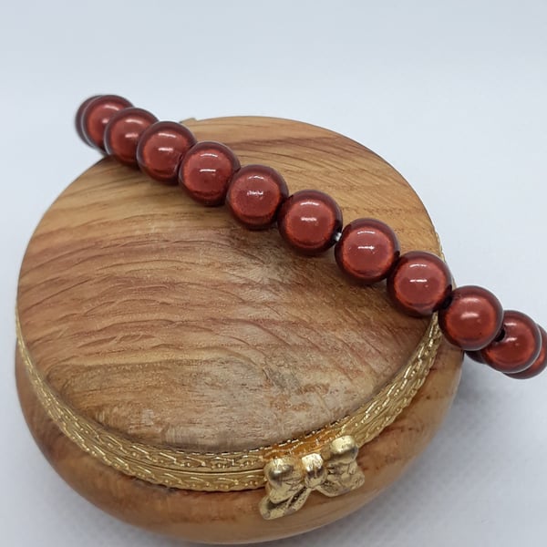 BR346 Brown miracle beaded elasticated bracelet