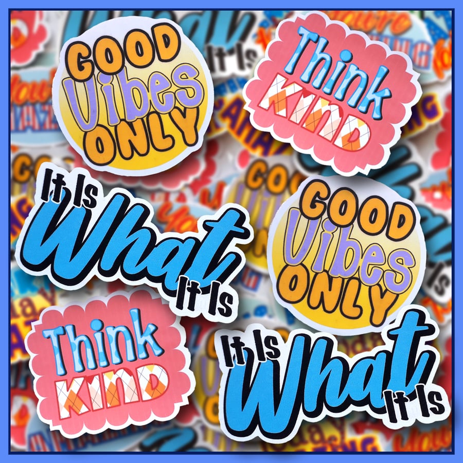 Pack of 3 Mixed Designs Stickers, Motivational Stickers
