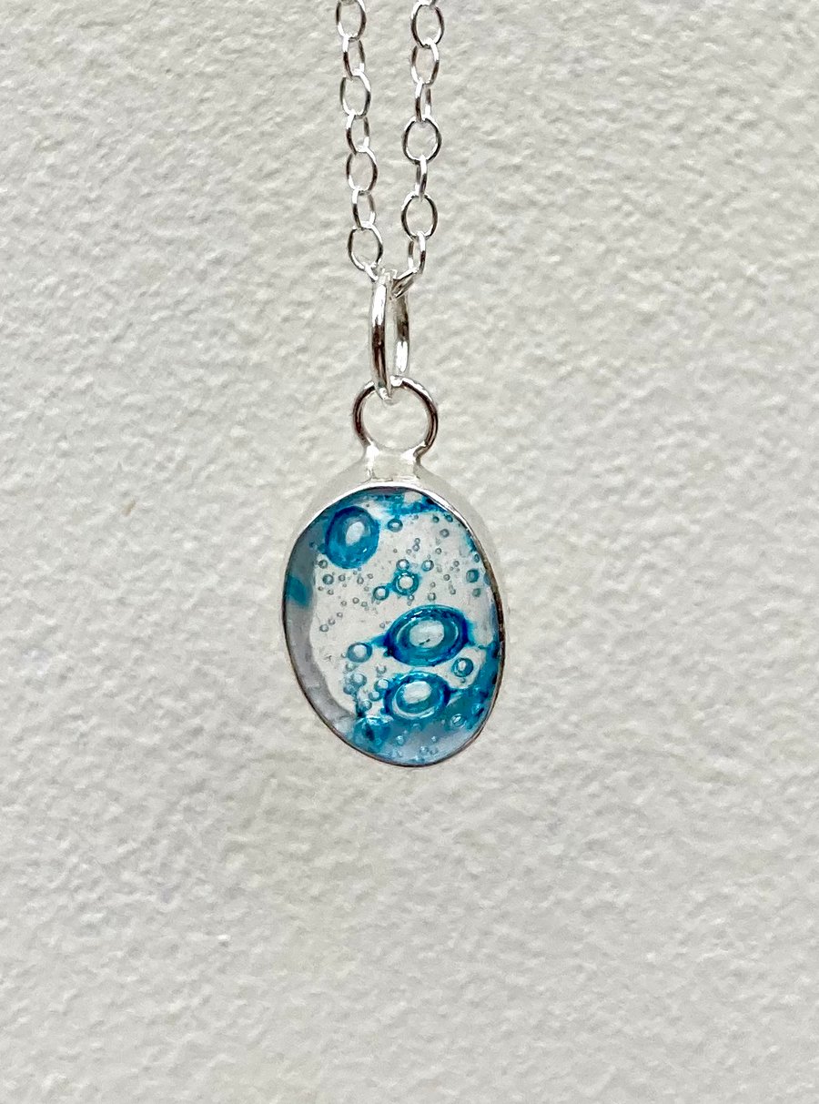 Bubble Glass set in Sterling Silver Necklace