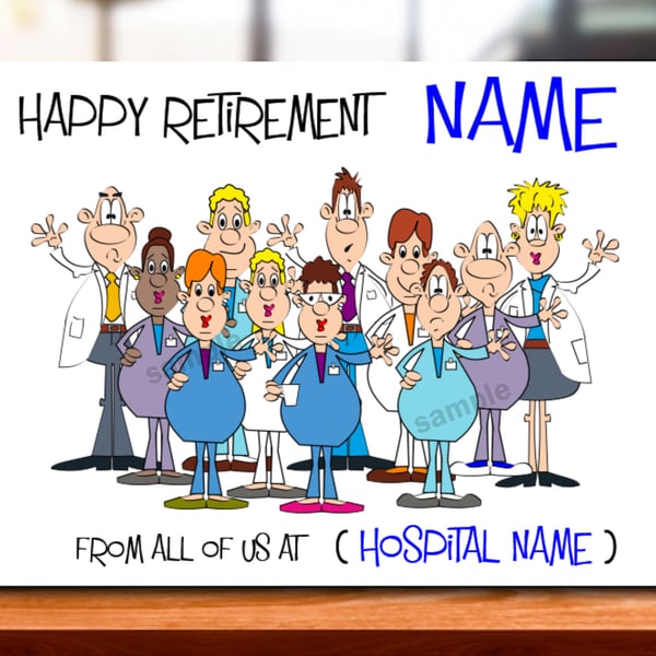 Personalised NHS Retirement Card, nurse, doctor, work colleague, leaving, staff