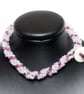 Purple & Silver Lined Seed Bead Spiral Rope Weave Beaded Bracelet - Image 2