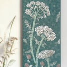 Original Botanical Art - Large Mosaic Wall Plaque - Wild Carrots on Green 
