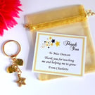 Thank You Teacher Gold Keyring Gift Personalised