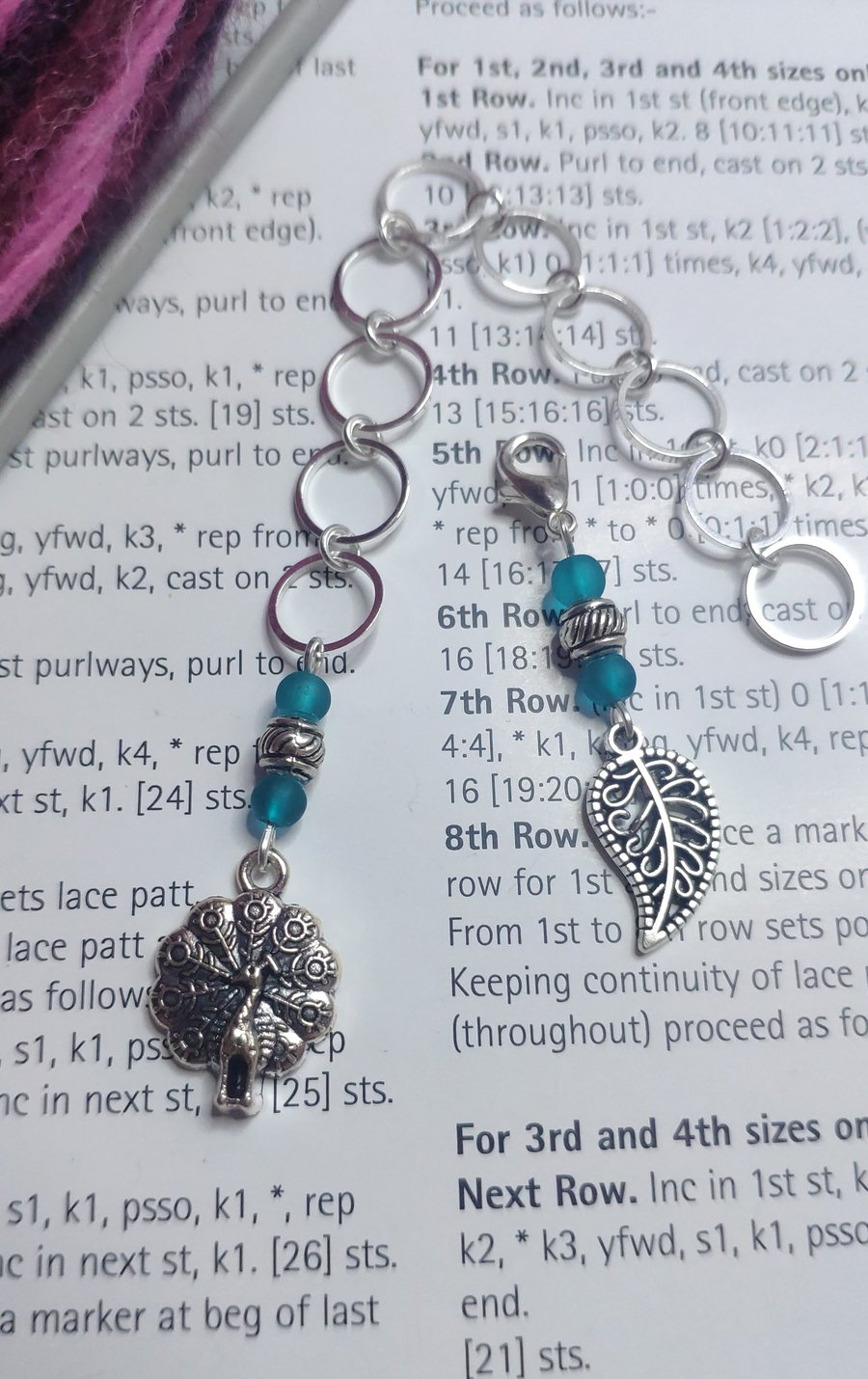 Peacock design row counter for knitting