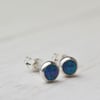 Dark blue green opal stud earrings