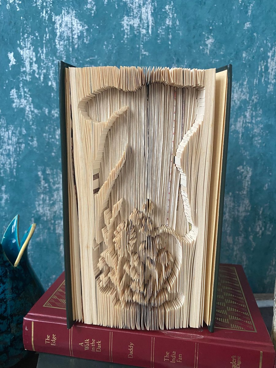 Floral Rabbit Folded Book Art - Easter