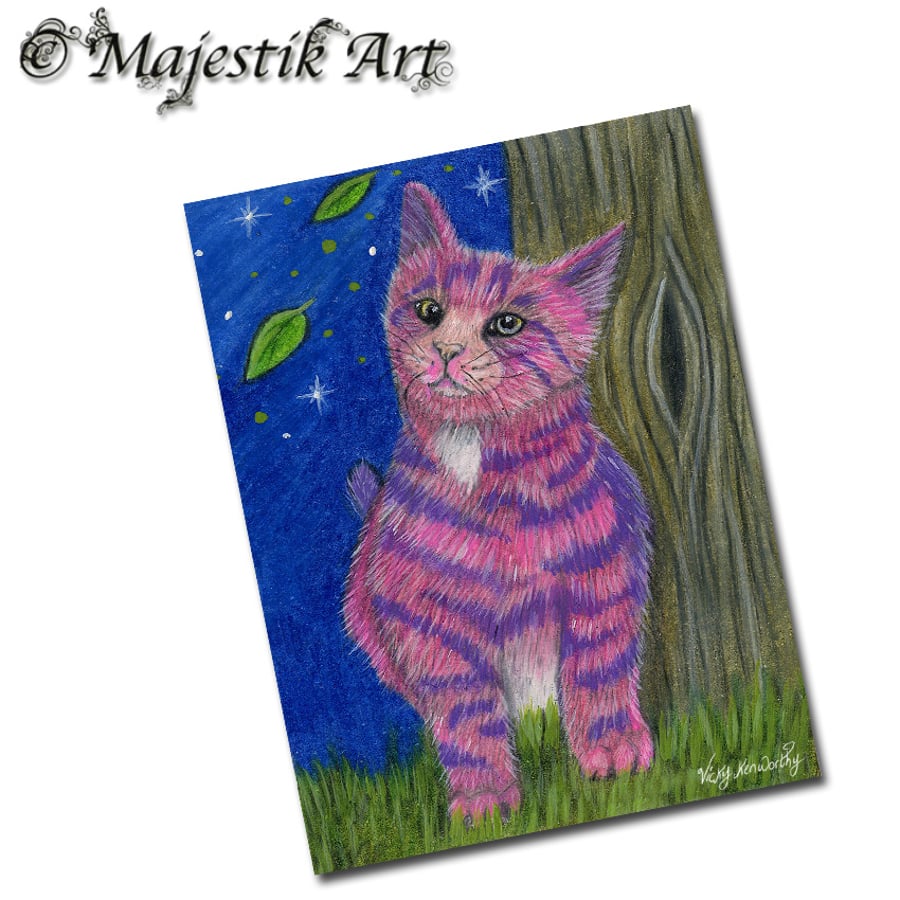 Archival ACEO Alice in Wonderland Print 'Cheshire cat' By V Kenworthy