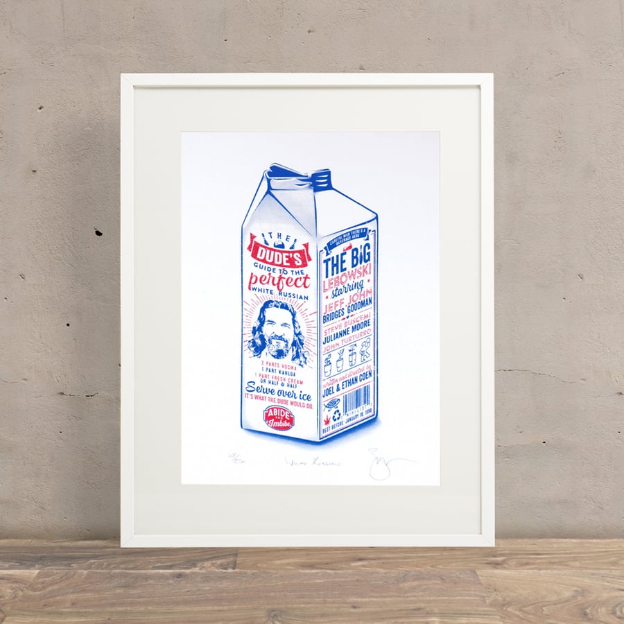 The Big Lebowski 'White Russian Hand Pulled Limited Edition Screen Print