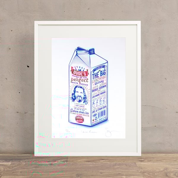 The Big Lebowski 'White Russian Hand Pulled Limited Edition Screen Print