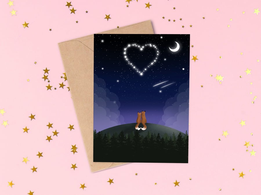 Anniversary Card, Fox Love Greeting Card, Valentine's Day Card, Wedding Day Card