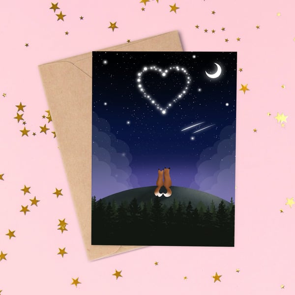 Anniversary Card, Fox Love Greeting Card, Valentine's Day Card, Wedding Day Card