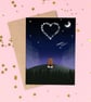 Romantic Fox Couple Card, Anniversary, Wedding, Valentine, Nature Love Greeting
