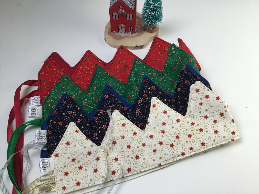 Christmas Crowns - set of four reusable crowns. Stars and swirls.