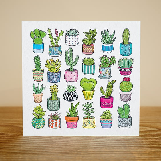 Little Cacti Collection greetings card – Blank inside, FSC certified, 148x148mm