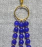 Bag Charm – Blue Glass Bead and Gold Spacer Triple Dangle - Image 2