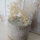 Hand-built stoneware pottery oval mini flower brick in matt white